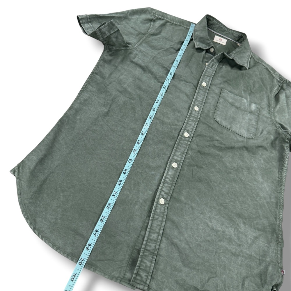 AG Adriano Goldschmied Mens Short Sleeve Button Down Shirt Sage Green Cotton M - Picture 8 of 8